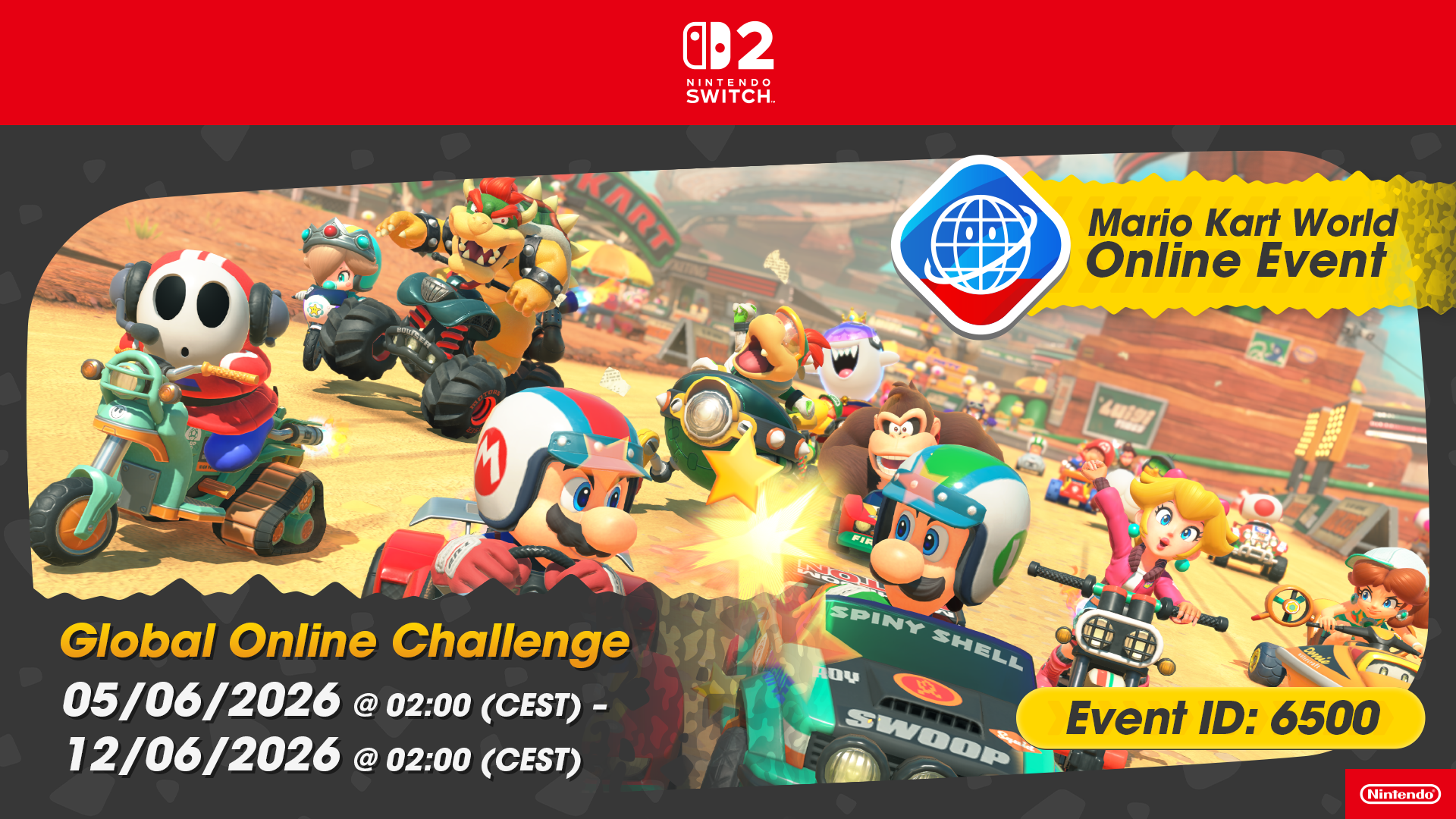 Sikta mot horisonten i det första globala onlineevenemanget i Mario Kart World!